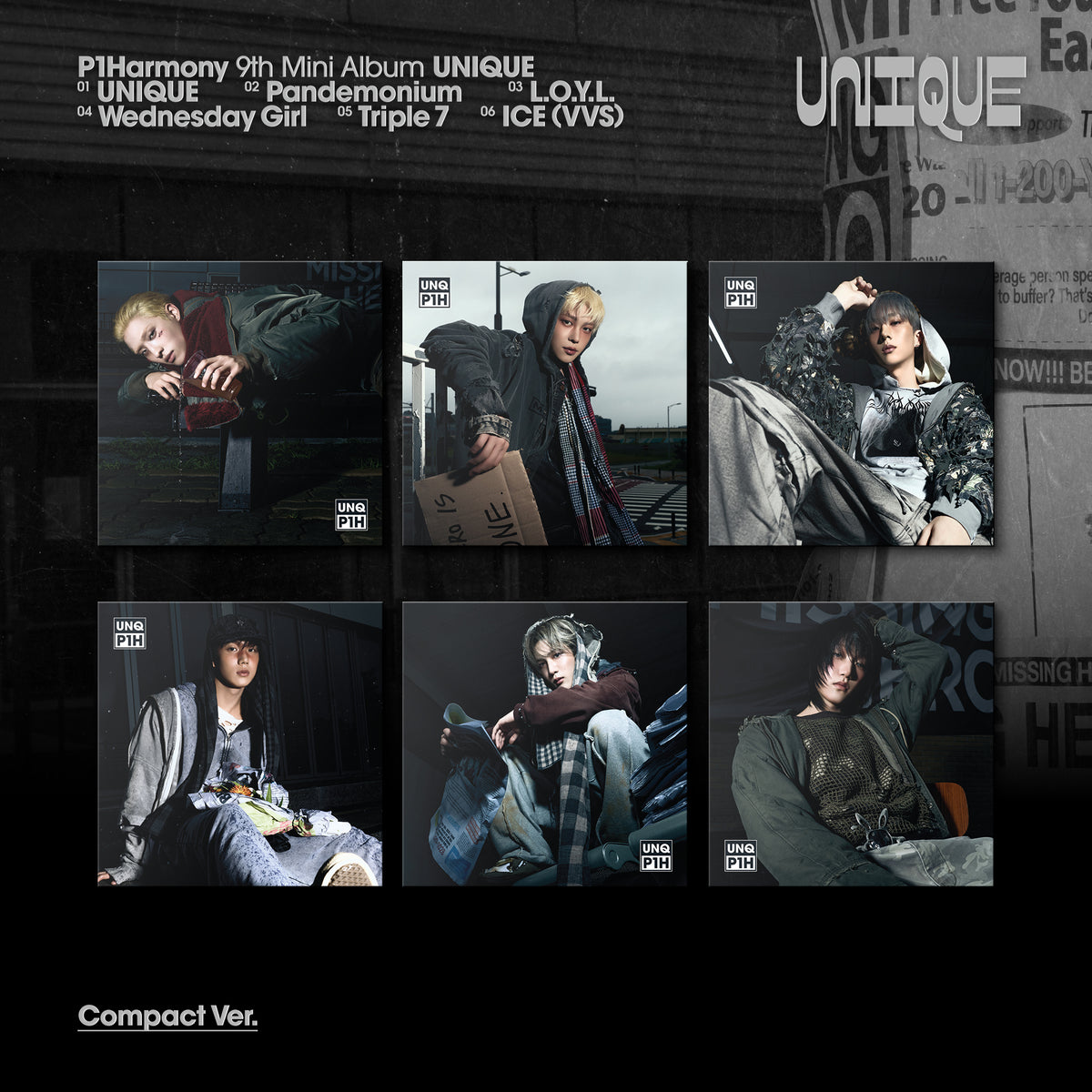 P1HARMONY | 피원하모니 | 9th Mini Album [ UNIQUE ] Compact Ver + APPLEMUSIC POBs