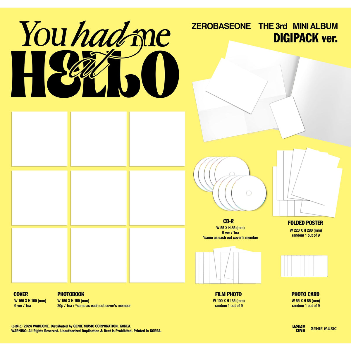 ZEROBASEONE | 제로베이스원 | 3rd Mini Album [ YOU HAD ME AT HELLO ] Digipack Ver